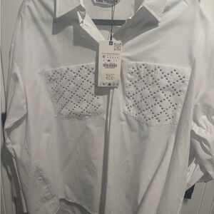 Zara White Studded Shirt